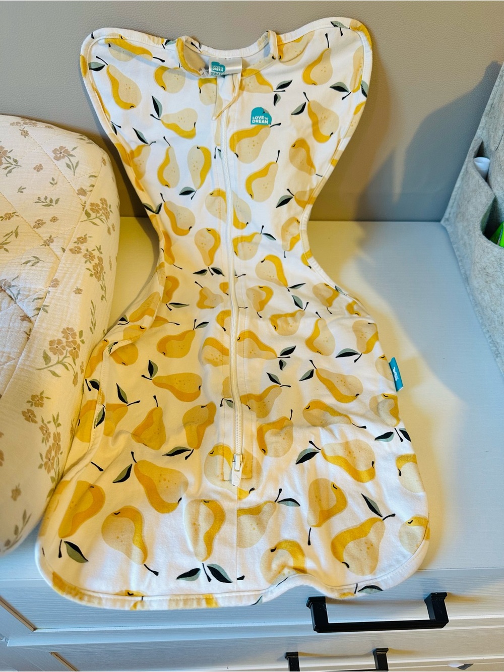 Love to Dream Yellow Pear Print Swaddle Up Sleep Sack